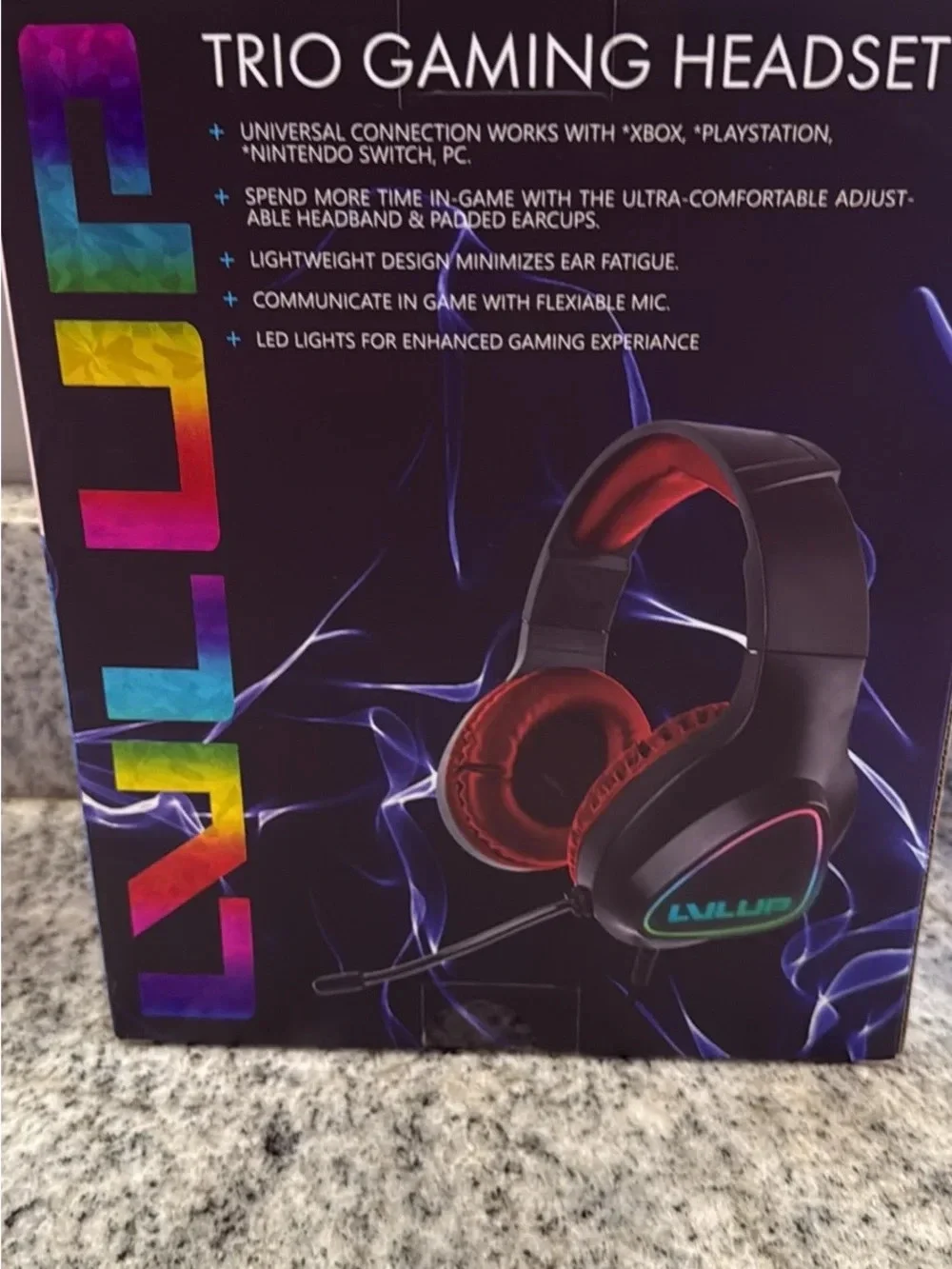 LVLUP Trio Gaming Headset Universal Connection LED Lights & Mic **New in Box **
